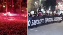 U Beogradu nasilno otet i javno spaljen transparent “Nećemo zaboraviti genocid u Srebrenici”