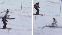Skijašici čovjek izletio na stazu usred slaloma