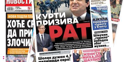 Rat i Oluja na naslovnicama srpskih tabloida...