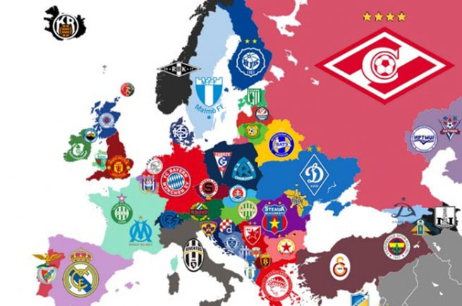 Mapa najtrofejnijih klubova