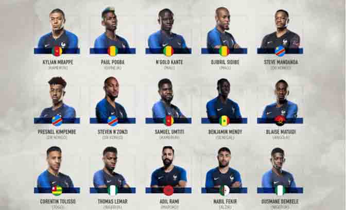 Od 23 fudbalera Francuske 15 su porijeklom iz Afrike 